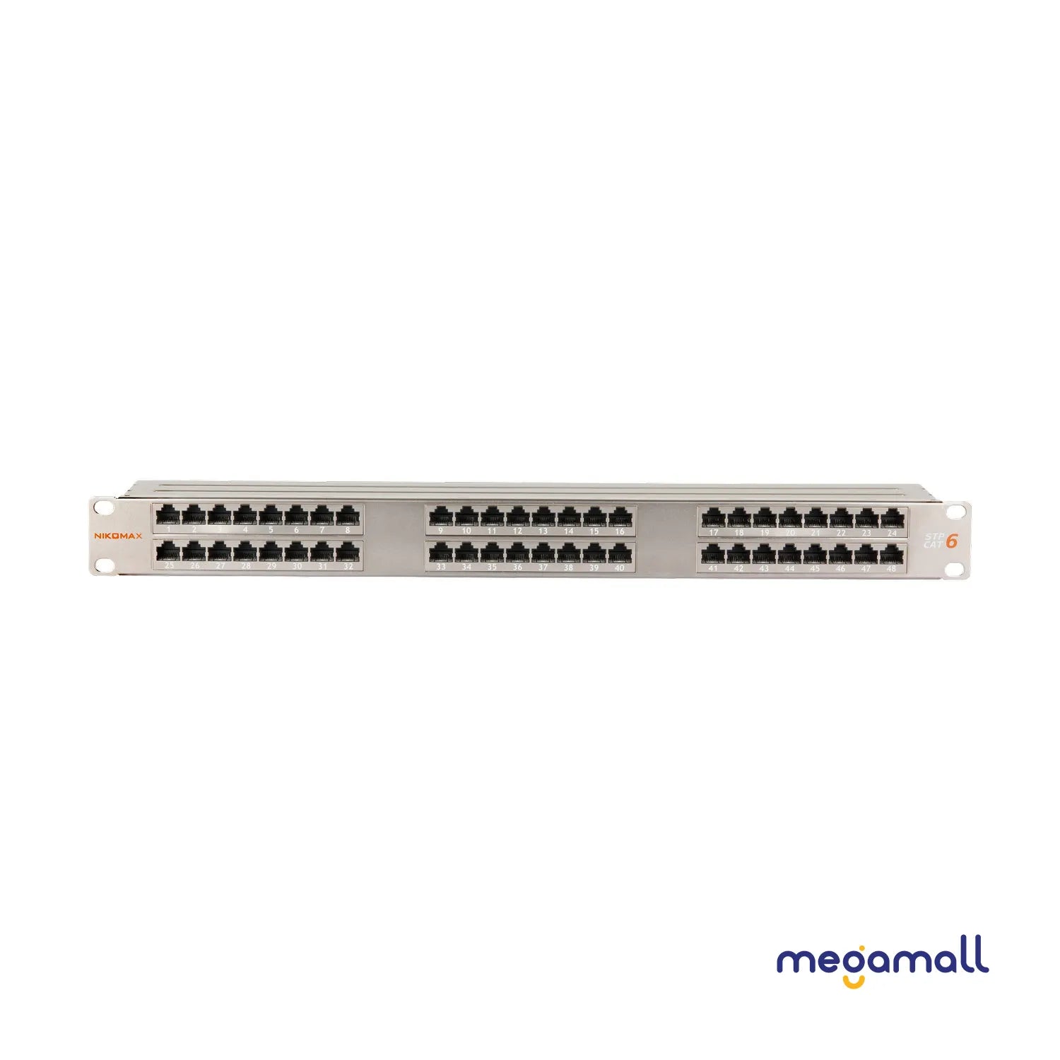 NMC-RP48SE2-1U-MT - Shielded Patch Panel, 48 Ports, 19'', 1U, Cat.6, RJ45 /8P8C, 110/KRONE, T568A/B