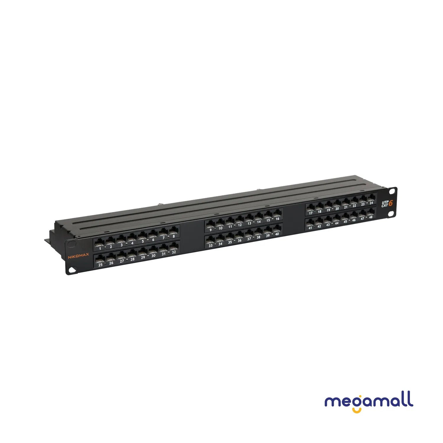NMC-RP48UE2-1U-BK - Unshielded Patch Panel, 48 Ports, 19'', 1U, Cat.6, RJ45 /8P8C, 110/KRONE, T568A/B
