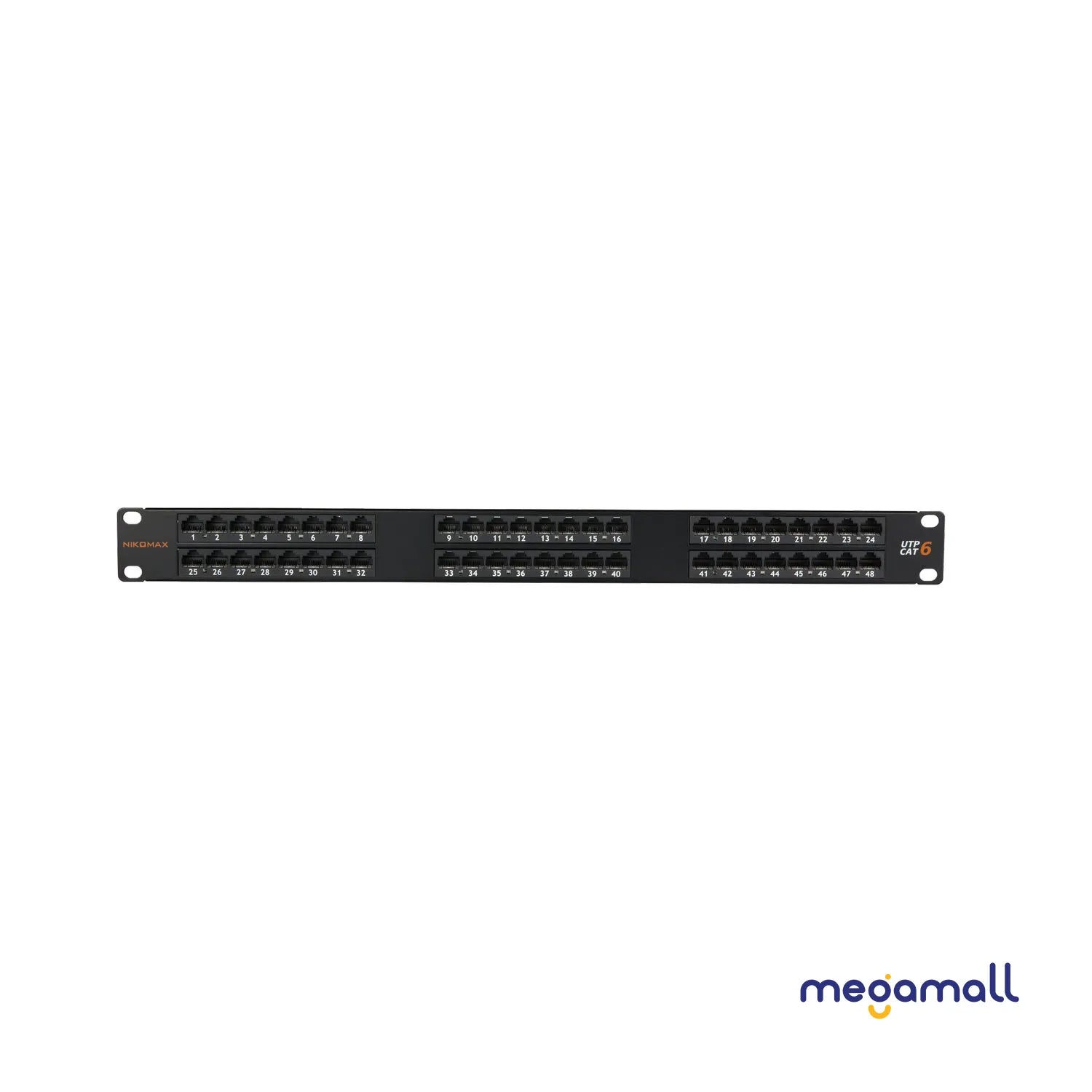 NMC-RP48UE2-1U-BK - Unshielded Patch Panel, 48 Ports, 19'', 1U, Cat.6, RJ45 /8P8C, 110/KRONE, T568A/B