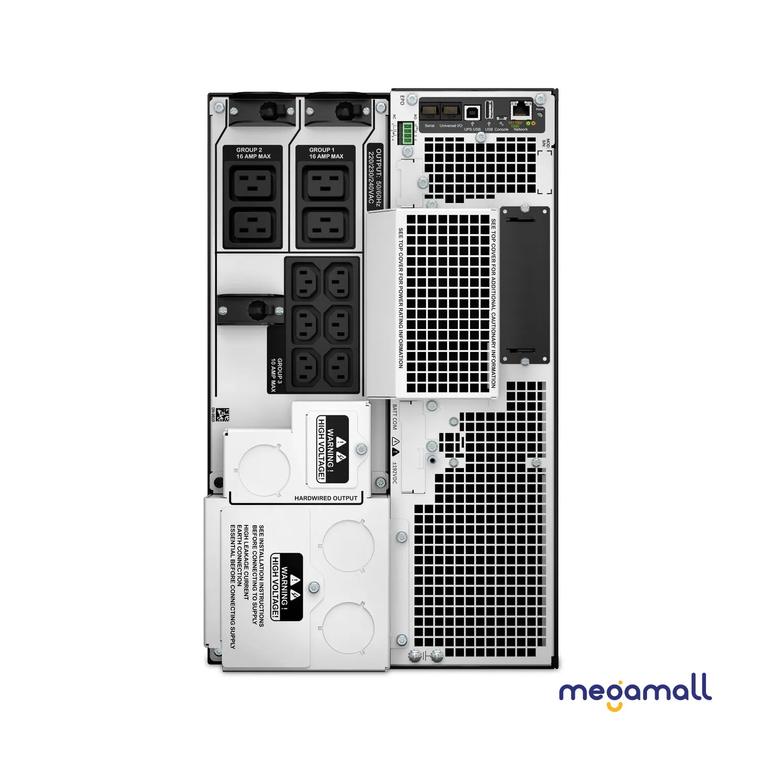 SRT10KXLI - APC Smart-UPS On-Line, 10kVA/10kW, Tower, 230V/400V, 6x C13+4x C19 IEC outlets, Network Card+SmartSlot, Extended runtime, W/O rail kit