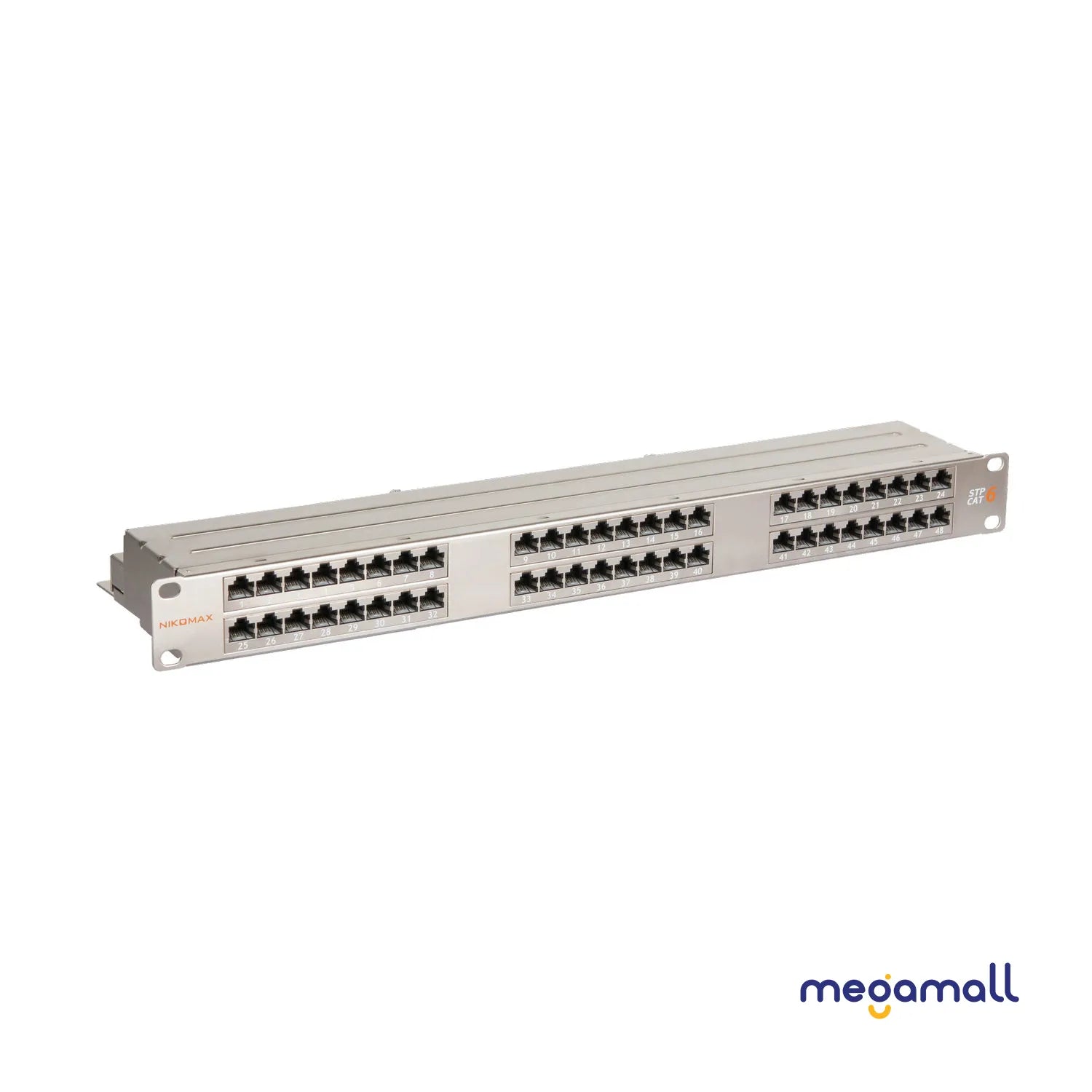 NMC-RP48SE2-1U-MT - Shielded Patch Panel, 48 Ports, 19'', 1U, Cat.6, RJ45 /8P8C, 110/KRONE, T568A/B